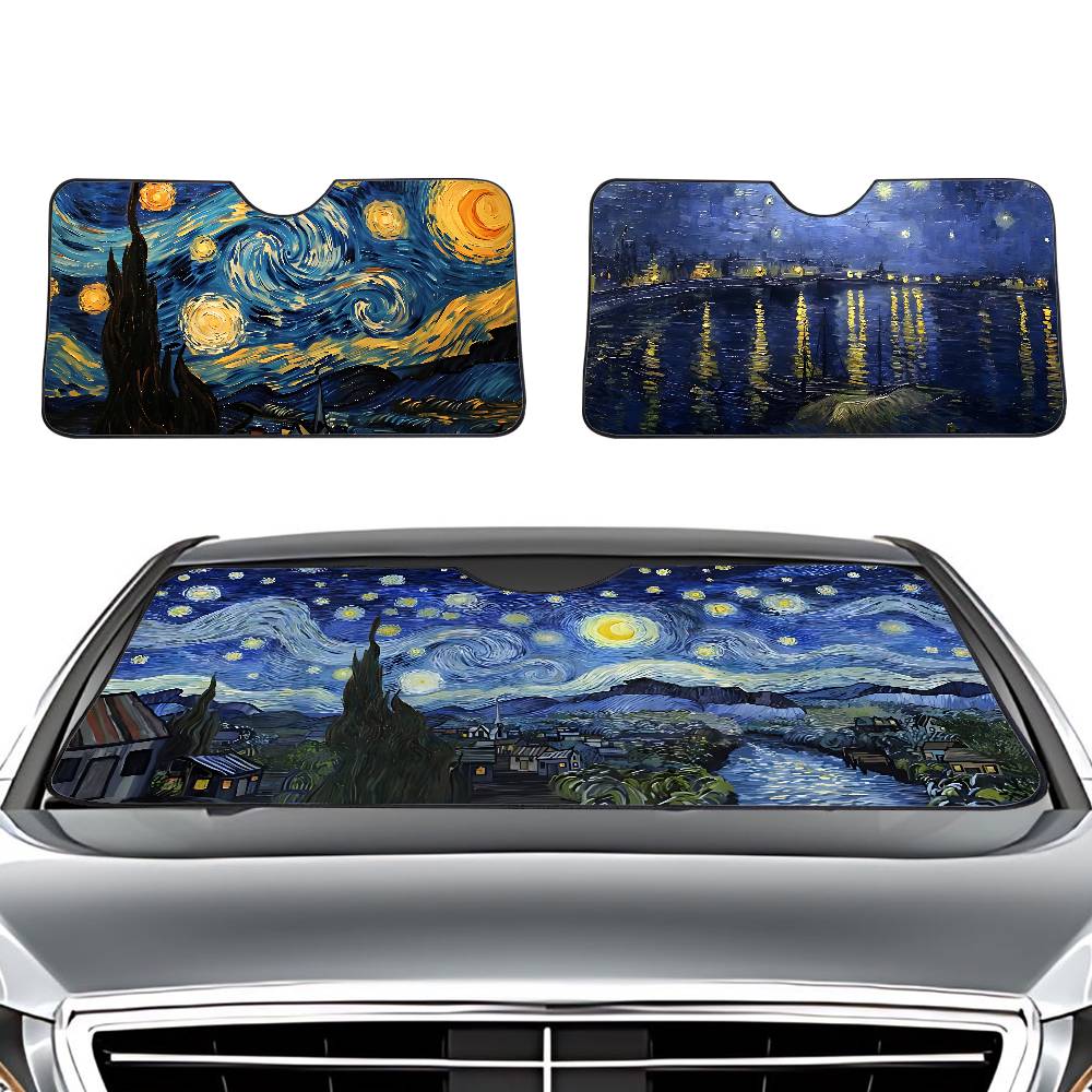 Car Accessories Outside - 星月夜 V-Van G-Gogh 車用サンシェード フロントガラスカバー ウィンドシールド