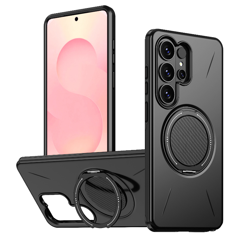 Car Phone Holder Magnetic - マグセーフマグネティック360用 ° 回転式金属製車載ホルダー付きハードPC+ソフトTPUスマホケース、Samsung S26 Ultra、S24、S23、S25 Ultra