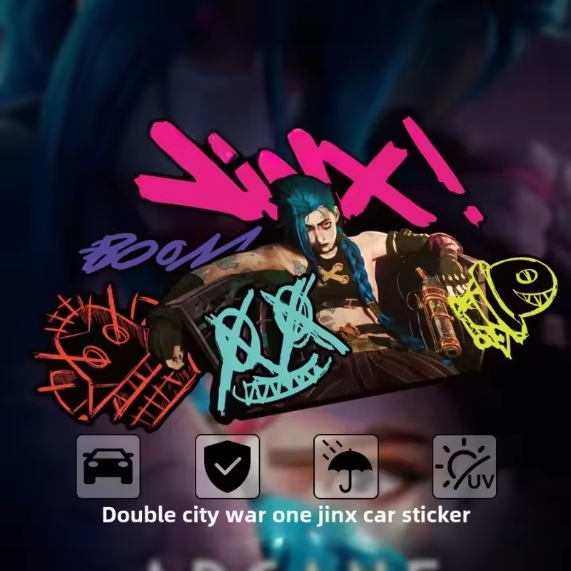 Car Accessories Outside - Arcane Jinx グラフィティ反射車ステッカー電動バイク窓ガラスデカールアニメゲーム車両装飾アクセサリー