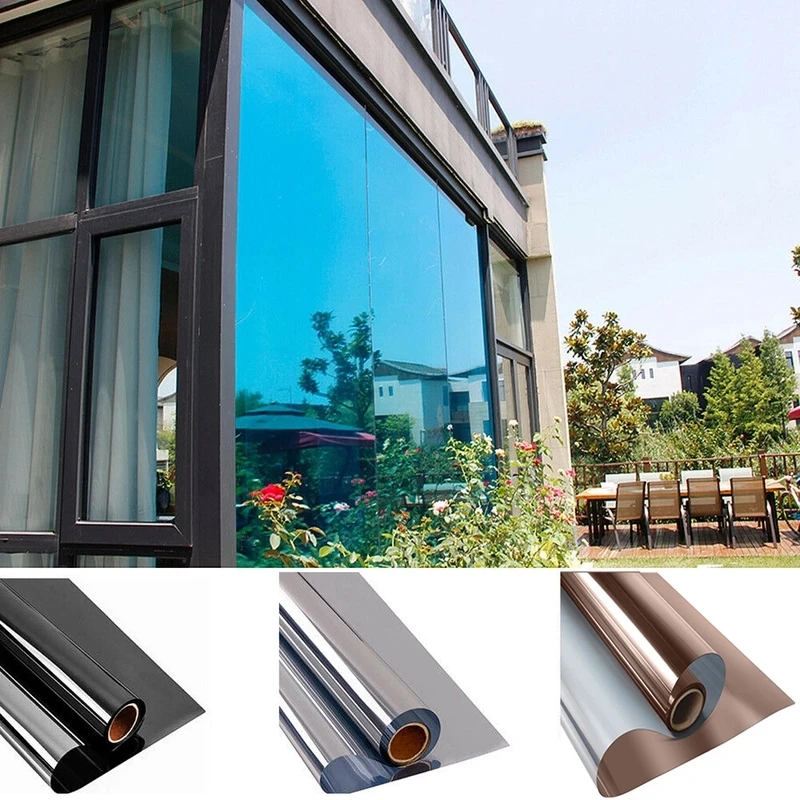 Tinted Window Film - ハウスウィンドウプライバシーフィルム粘着ビニールミラーフォイルワンウェイスクリーンティントステッカーUV保護カーガラス覗き見防止