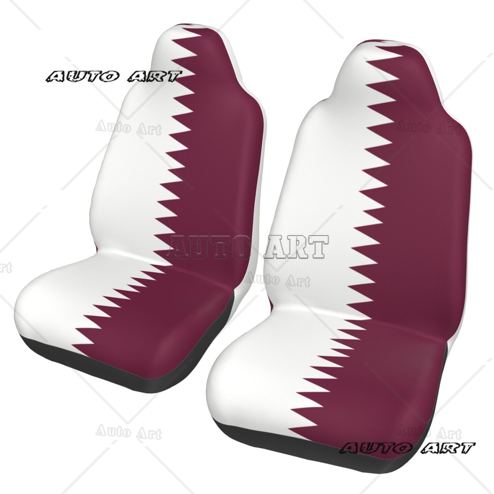 Qatar Car Accessories - カタール国旗プリント愛国テーマのカーシートカバー 2 個セット 車のアクセサリー すべての車種に適したシートカバー