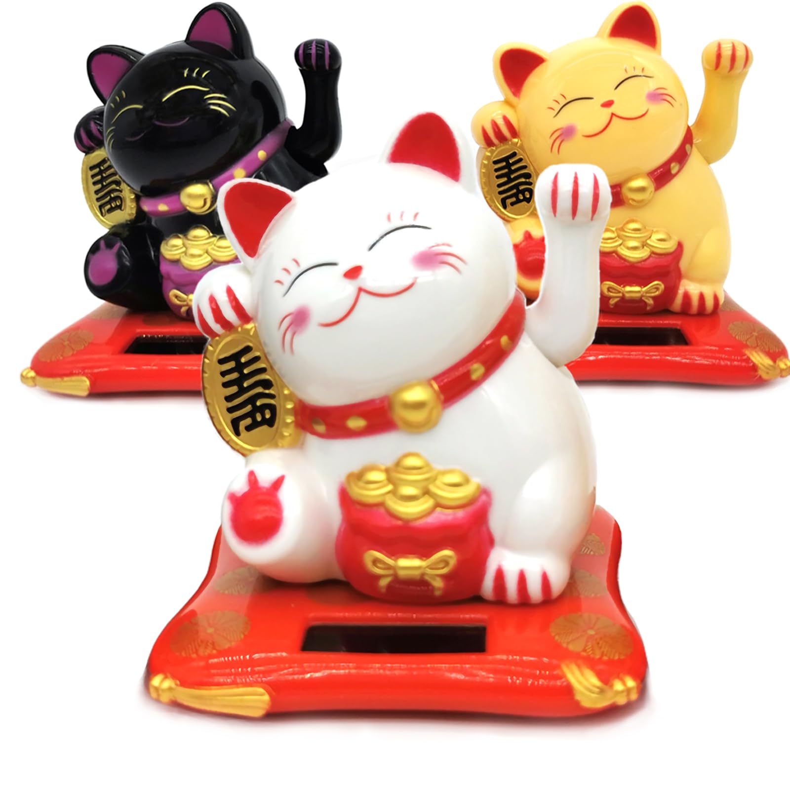 Car Accessories Oman - 1個入り ミニ2.9インチ招き猫置物 風水猫飾り 自宅や車用、開店祝い飾り、ホリデーギフト、家の装飾に