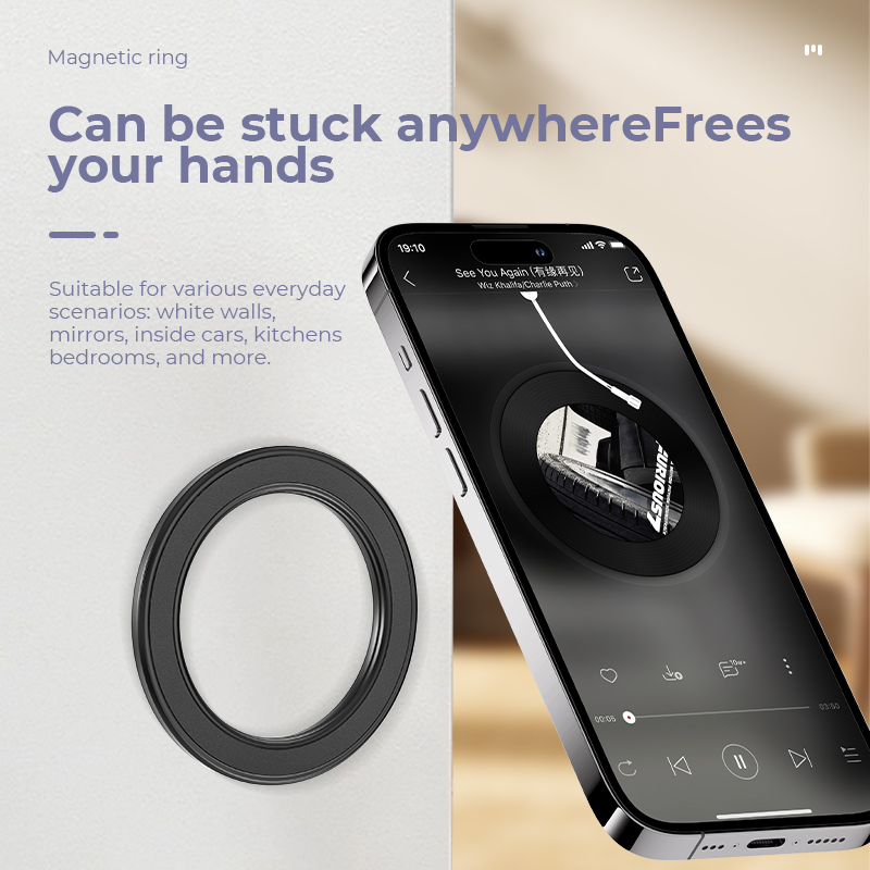 Car Phone Holder Magnetic - MagSafe対応 強力マグネットリング式スマホホルダー 粘着マグネット壁掛け携帯電話マウント 車載ダッシュボードマウント iPhone 15用