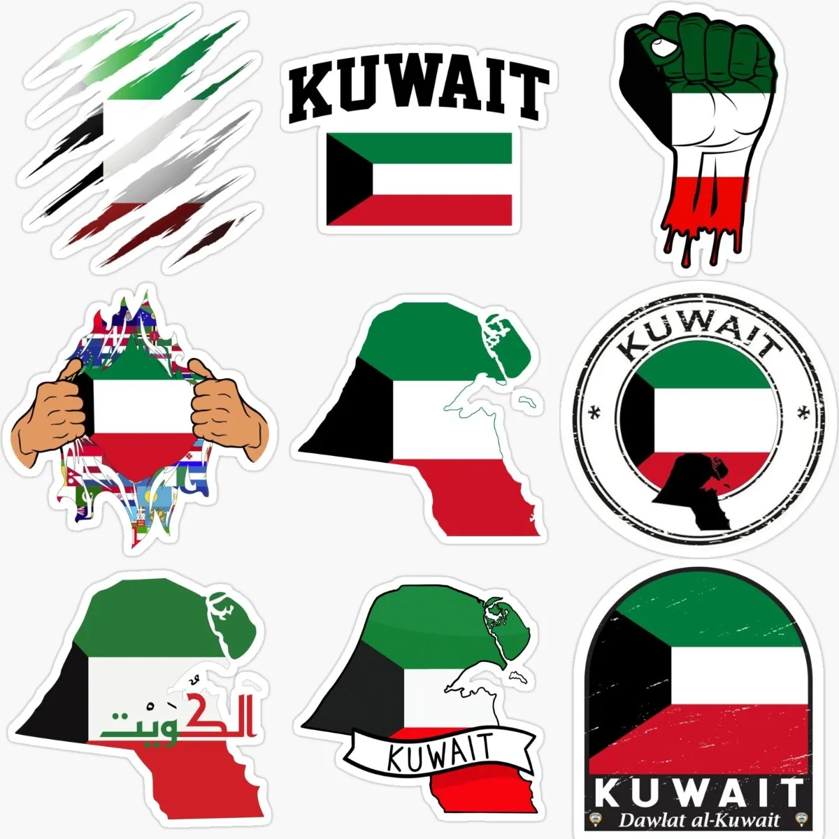 Car Accessories Kuwait - KWT クウェート国旗地図エンブレムクリエイティブ PVC ステッカー車オートバイキャンピングカーバン自転車壁オフロード自転車デカールアクセサリー