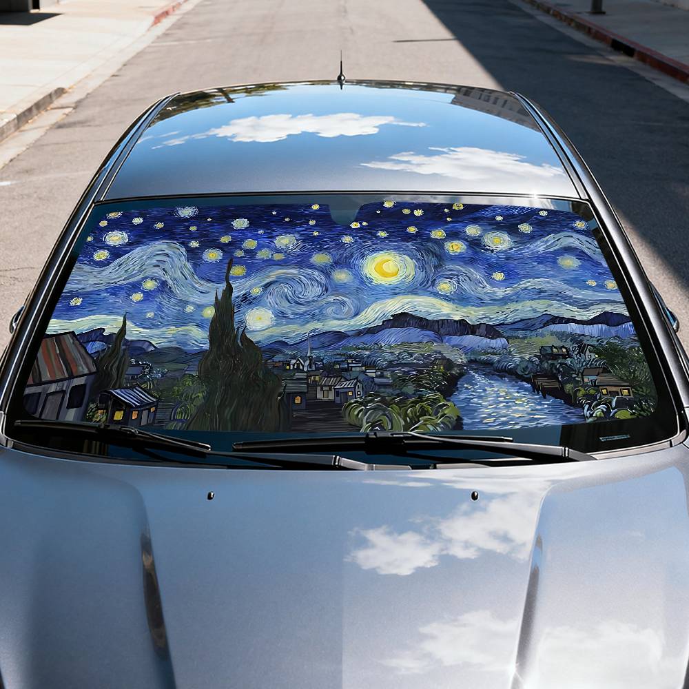 星月夜 V-Van G-Gogh 車用サンシェード フロント - Car Accessories Outside のレビューと価格