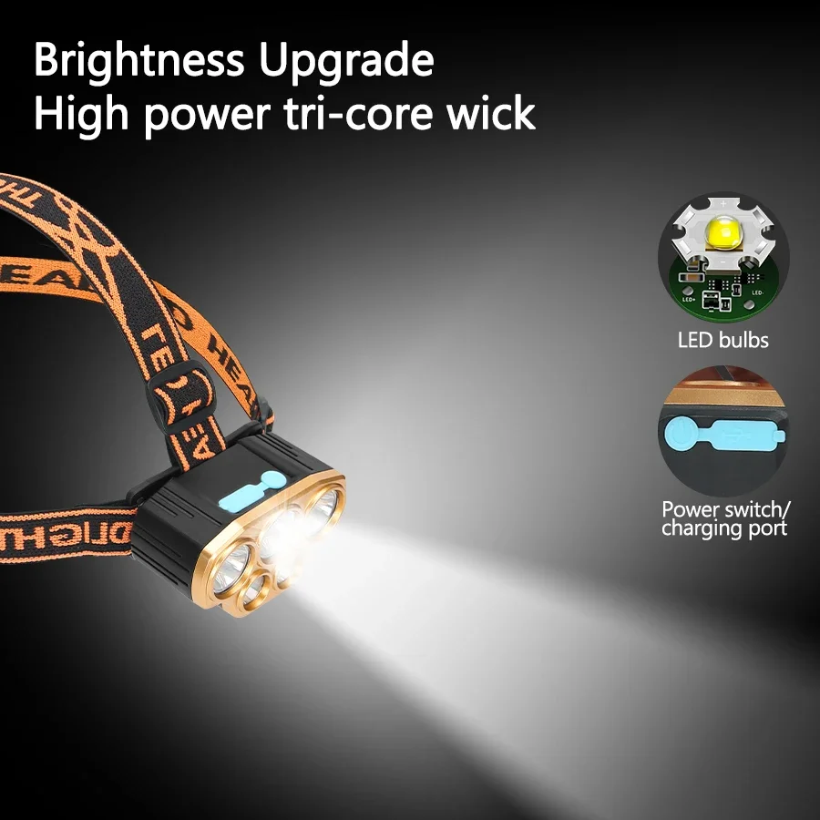 充電式 5 LED ヘッドライト超高輝度強力防水ヘッド懐中電 - Led Headlight Bulbs のレビューと価格