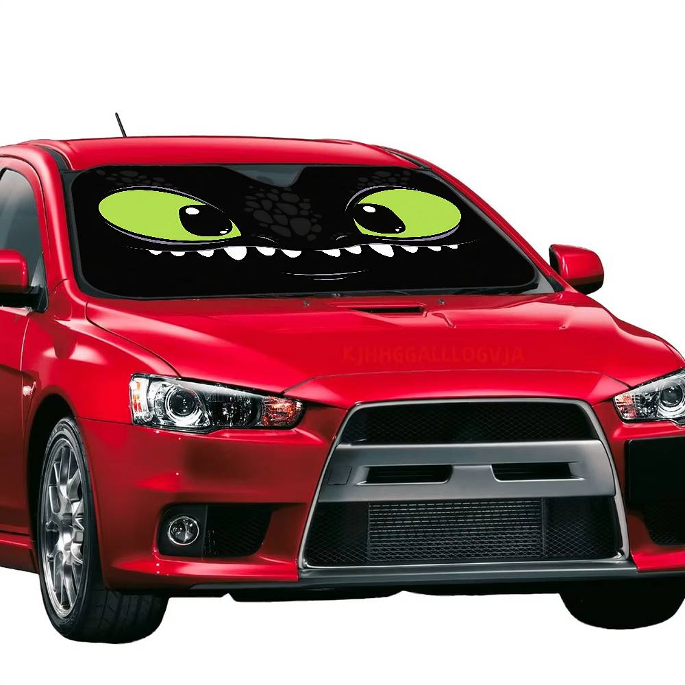 漫画風アイデザインの歯のないキャラクターのフロントガラス用サ - Car Accessories Outside のレビューと価格