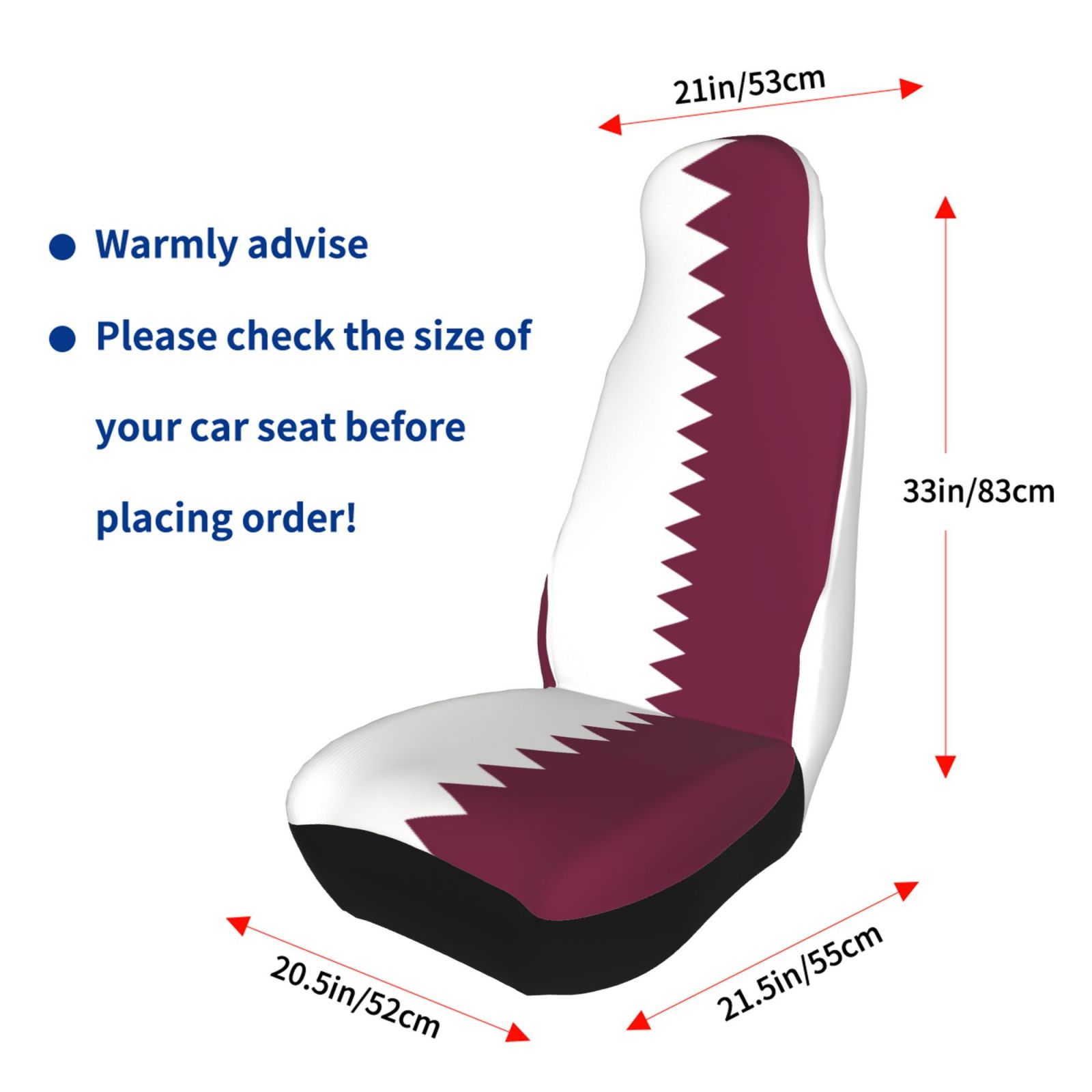 カタール国旗プリント愛国テーマのカーシートカバー 2 個セッ - Qatar Car Accessories のレビューと価格