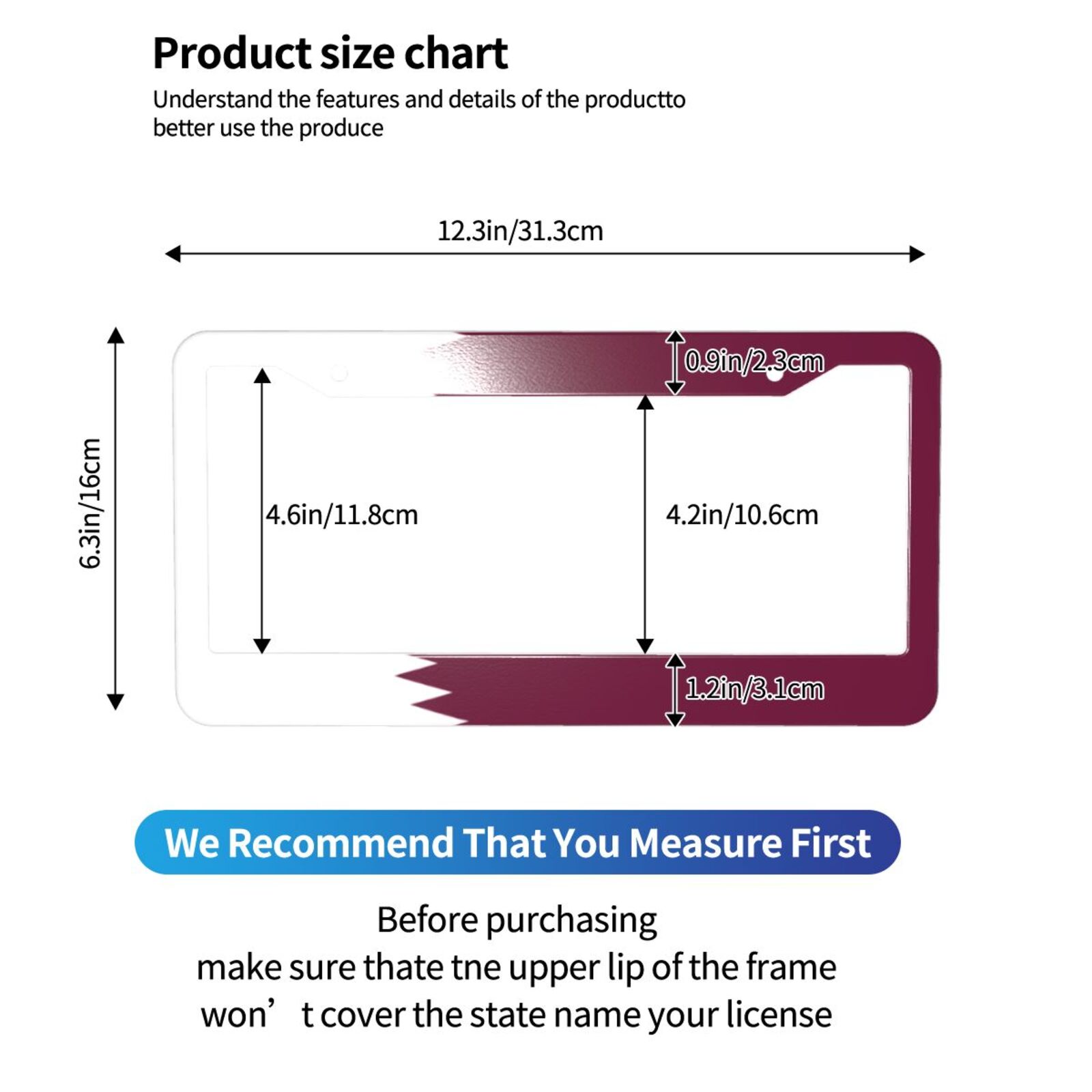 カタールの国旗パターンのナンバープレートホルダー カラフルな - Qatar Car Accessories のレビューと価格