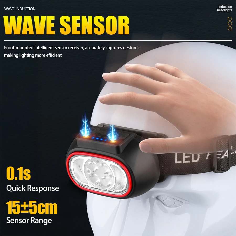 C2 強力な 4 LED センサーヘッドランプ USB 充電 - Led Headlight Bulbs のレビューと価格