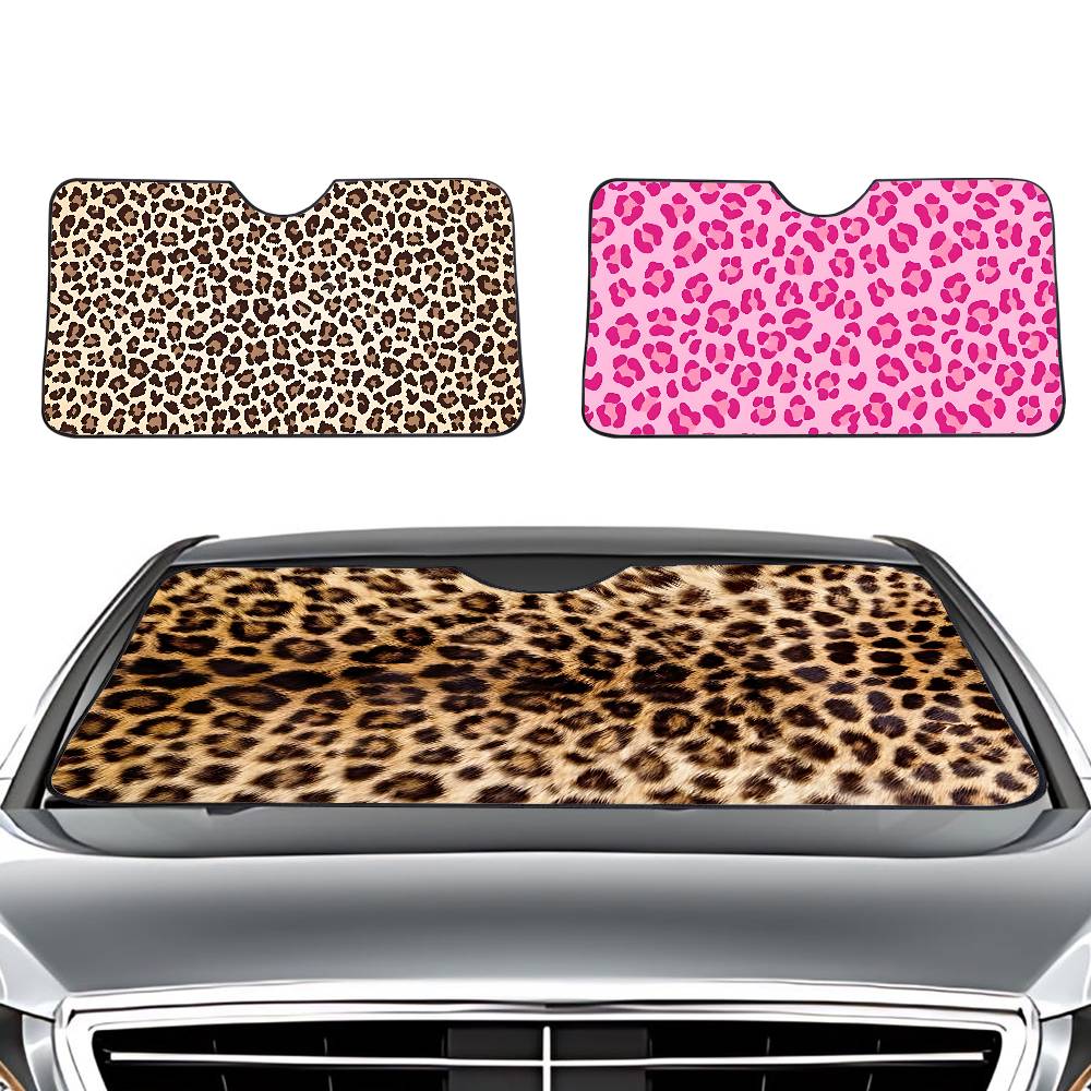 アニマルファー（ヒョウ柄）車用サンシェードフロントガラスカバ - Car Accessories Outside のレビューと価格