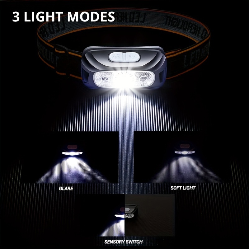 充電式 LED センサーヘッドランプヘッドトーチ内蔵バッテリ - Led Headlight Bulbs のレビューと価格