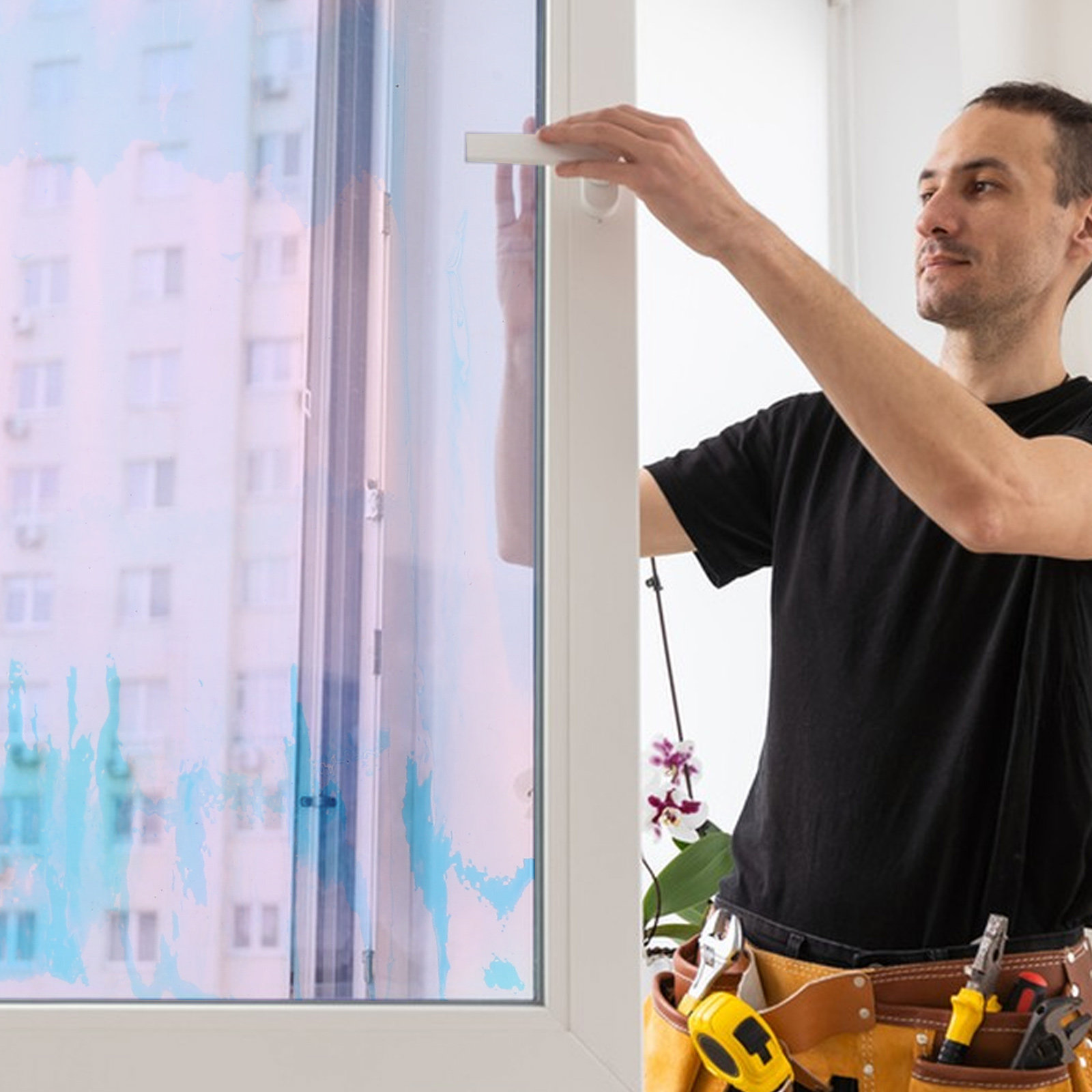 透明ホログラフィックウィンドウフィルム虹色自己粘着プライバシ - Tinted Window Film のレビューと価格