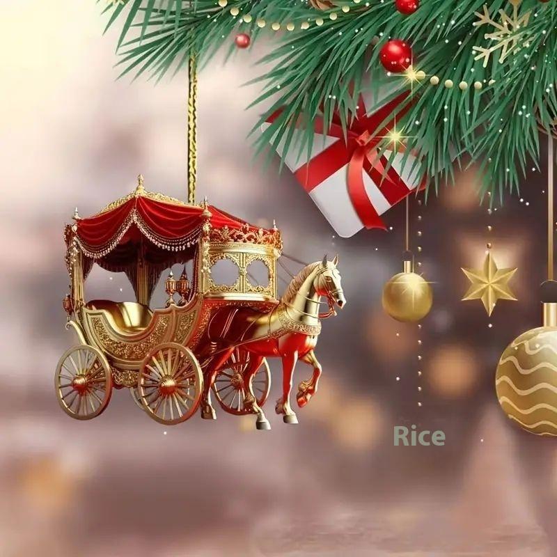 1 個馬車クリスマスオーナメント馬そり馬車 2D アクリルク - Car Accessories Oman のレビューと価格
