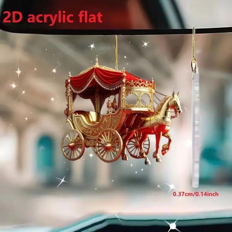 1 個馬車クリスマスオーナメント馬そり馬車 2D アクリルク - Car Accessories Oman のレビューと価格