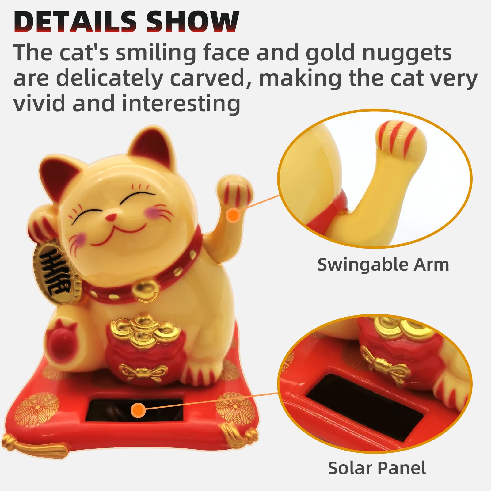 1個入り ミニ2.9インチ招き猫置物 風水猫飾り 自宅や車用 - Car Accessories Oman のレビューと価格