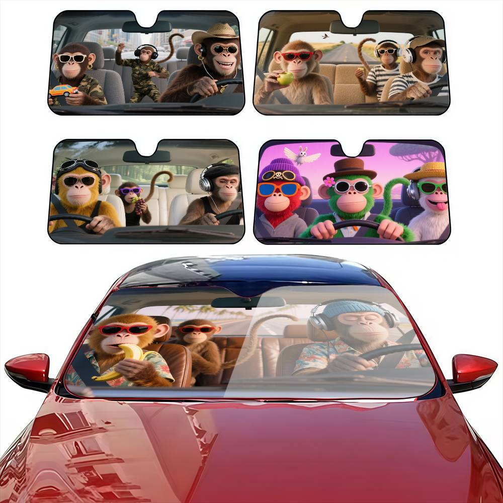 面白い猿ドライバー車のサンシェードカーテンフロントガラスカバ - Car Accessories Outside のレビューと価格