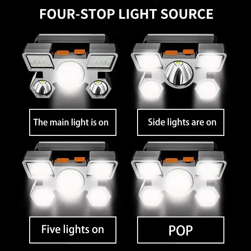 5 LED 懐中電灯 充電式 リチウム電池内蔵 強力ヘッドラ - Led Headlight Bulbs のレビューと価格