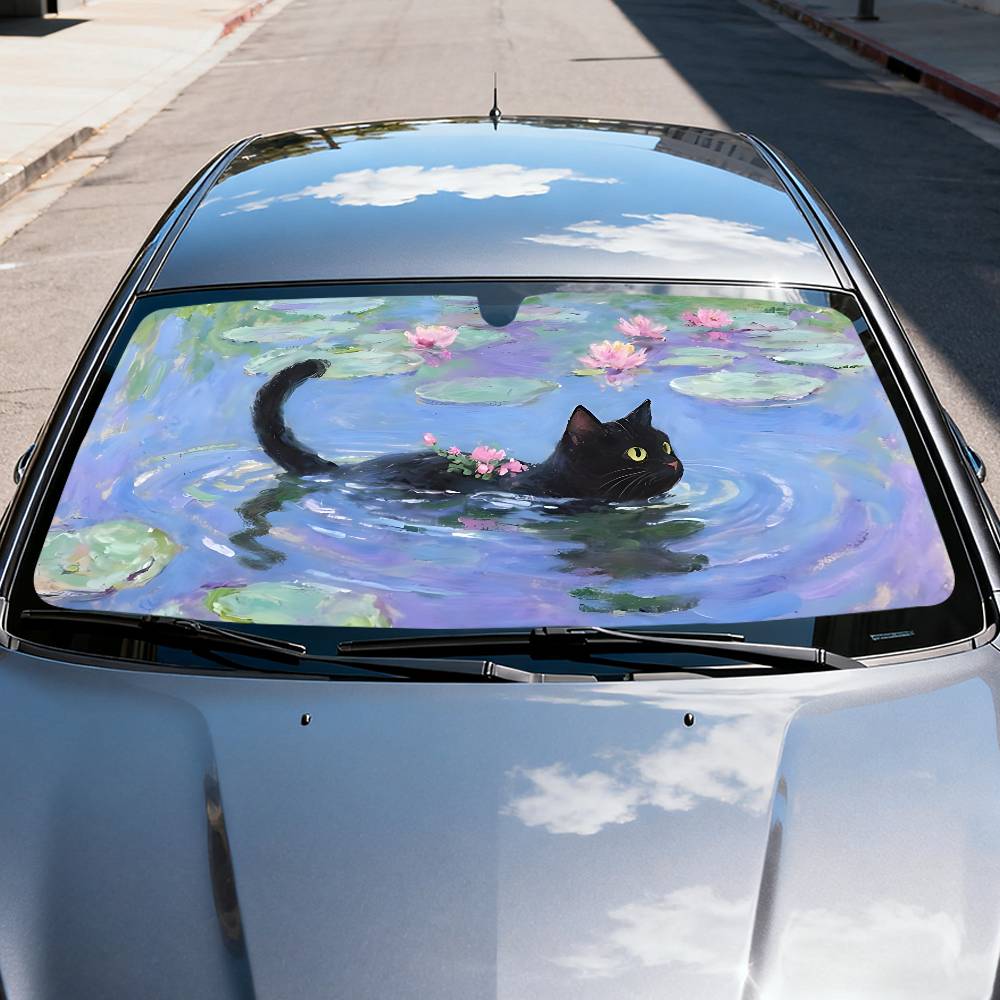漫画猫蓮の葉車サンシェードカーテンフロントガラスフロントウィ - Car Accessories Outside のレビューと価格