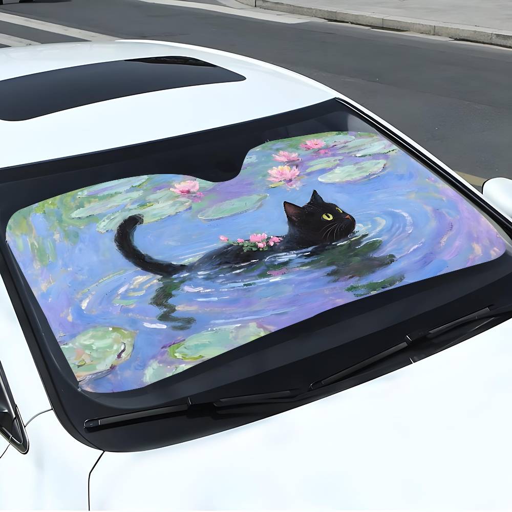 漫画猫蓮の葉車サンシェードカーテンフロントガラスフロントウィ - Car Accessories Outside のレビューと価格
