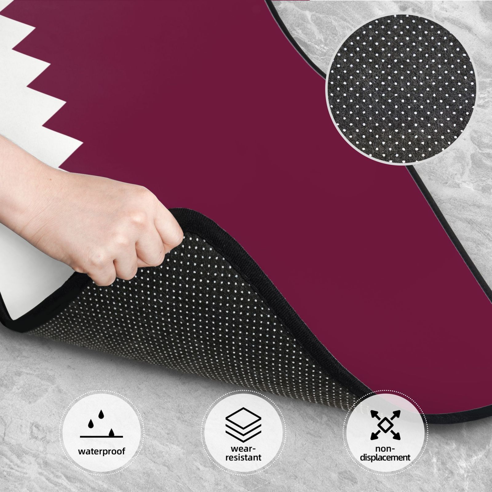 カタール国旗柄 車用フロアマット 4枚セット 滑り止め 前後 - Qatar Car Accessories のレビューと価格